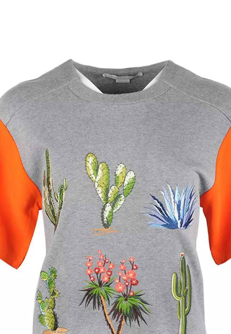 Embroidered Plants T恤(灰色)