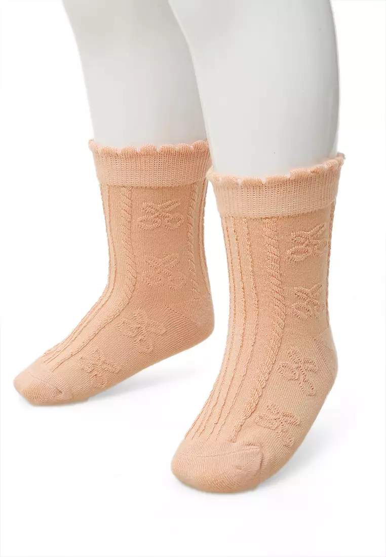 Candie Kaos Kaki Anak Wanita Motif Cherry Children's Socks Comportable Material Cotton ORIGINAL - Peach