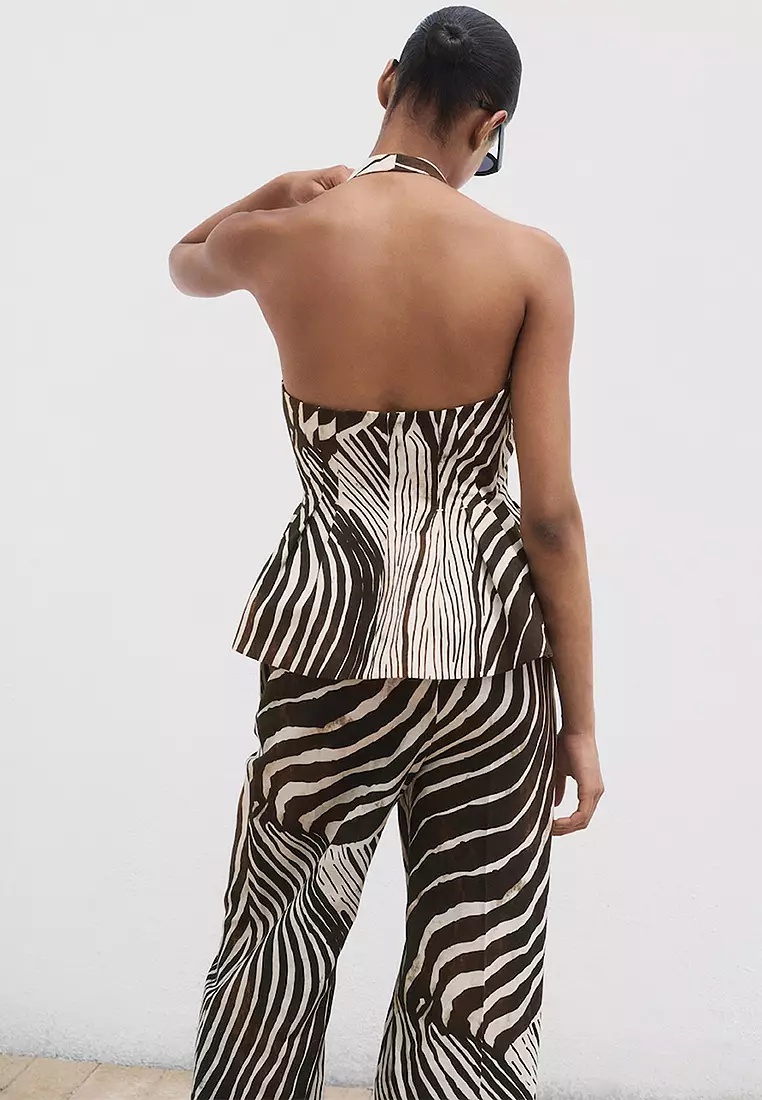 Zebra-Print Linen Waistcoat