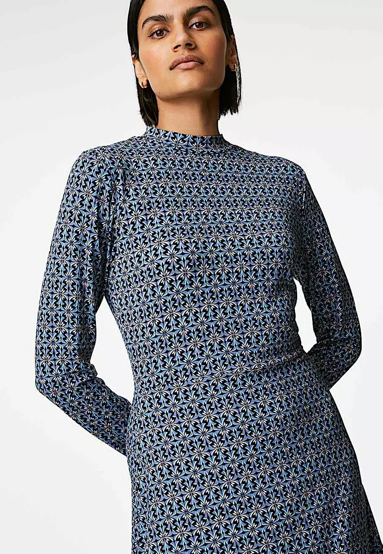 Jersey Printed Mini Skater Dress