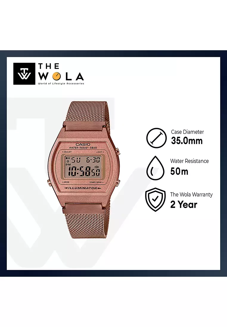 Vintage Digital Women's Watch B640WMR-5A Rose Gold Stainless Steel Band Watch for women