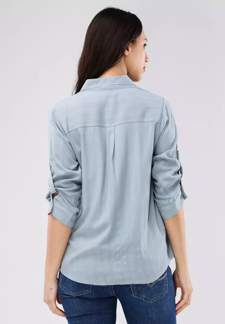 Woven Textured 3/4 Blouse