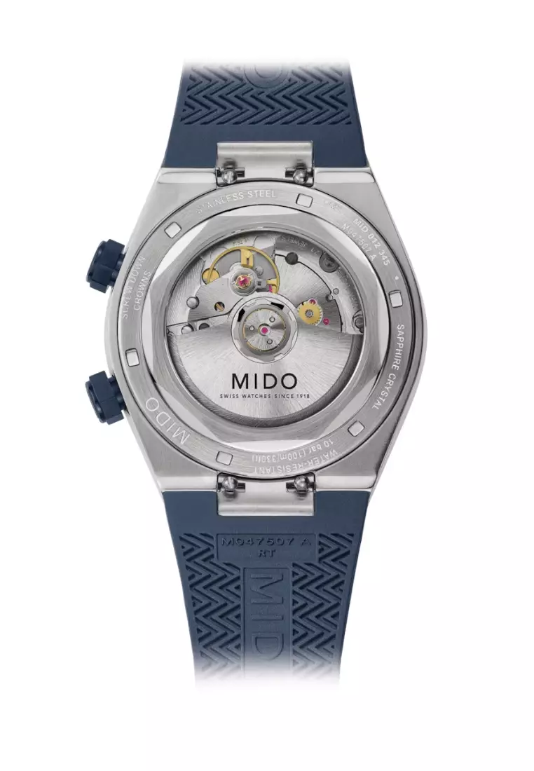 MIDO 瑞士美度 Multifort 8 Two Crowns 八角形錶圈藍色錶盤藍色橡膠錶帶自動機械腕錶 M0475071704100