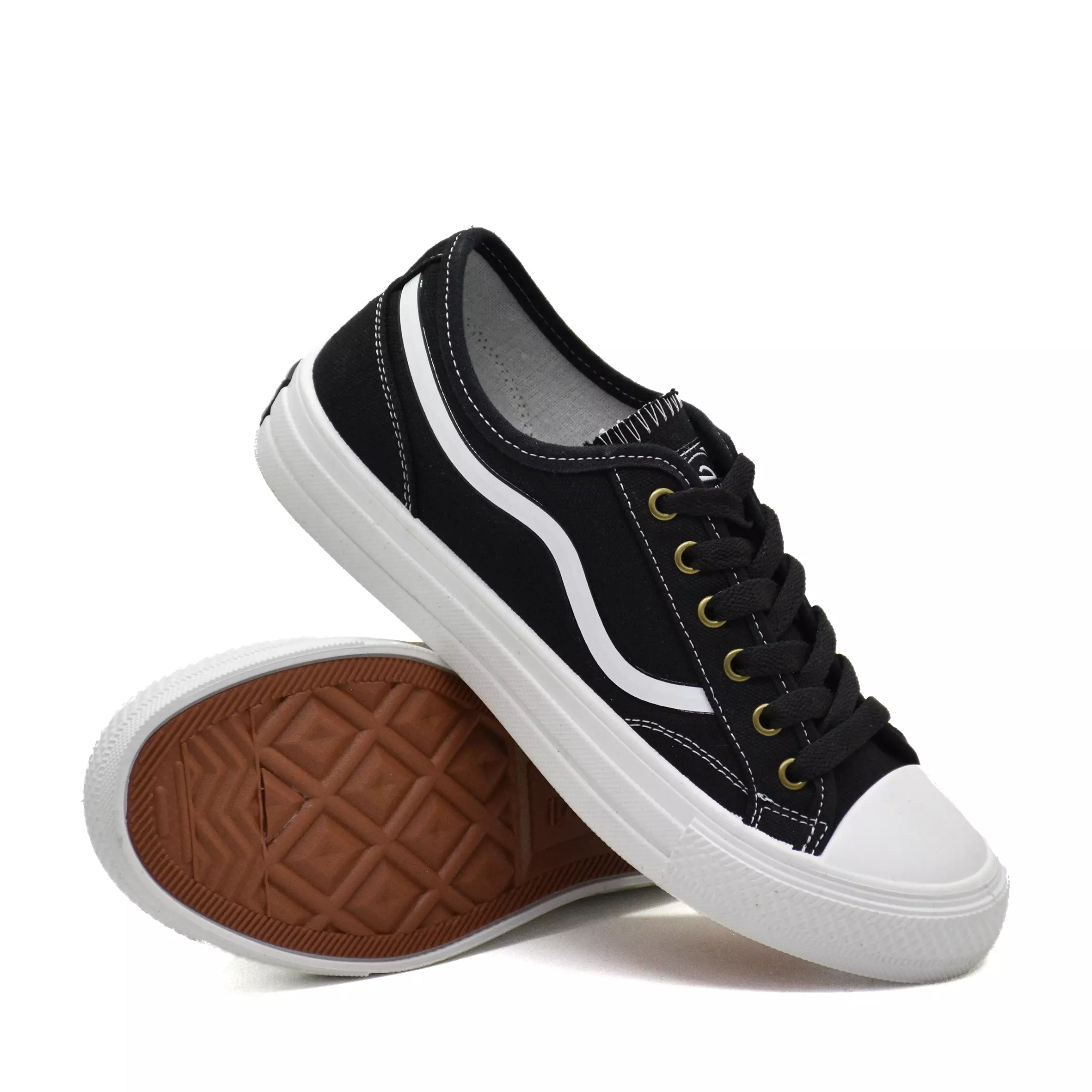 Carvil Sepatu Pria Brizo Low Black/White