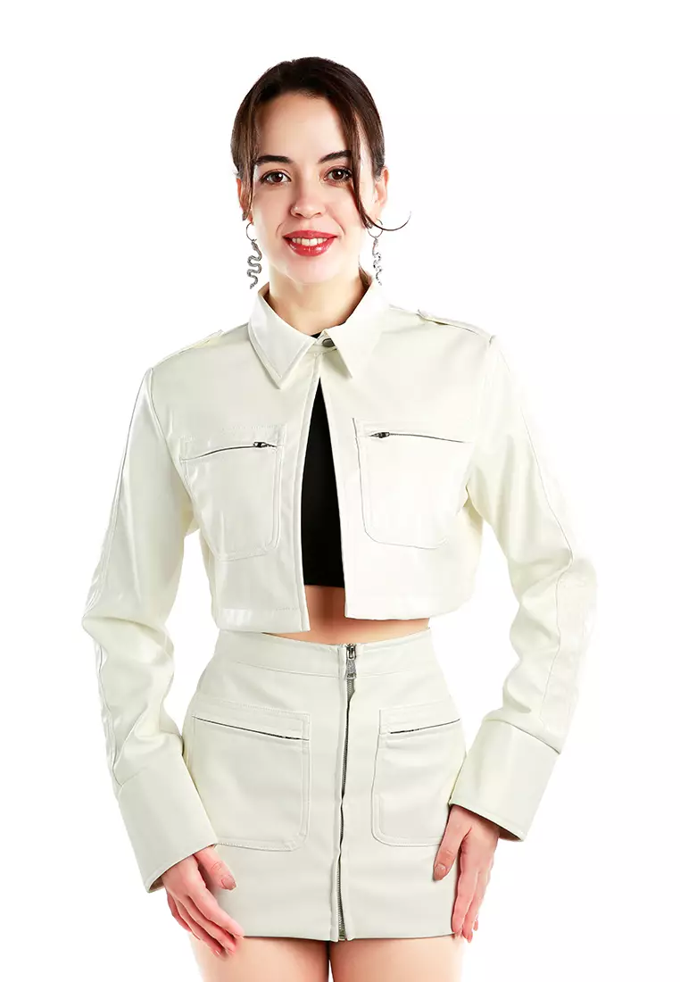 White crop top jacket online