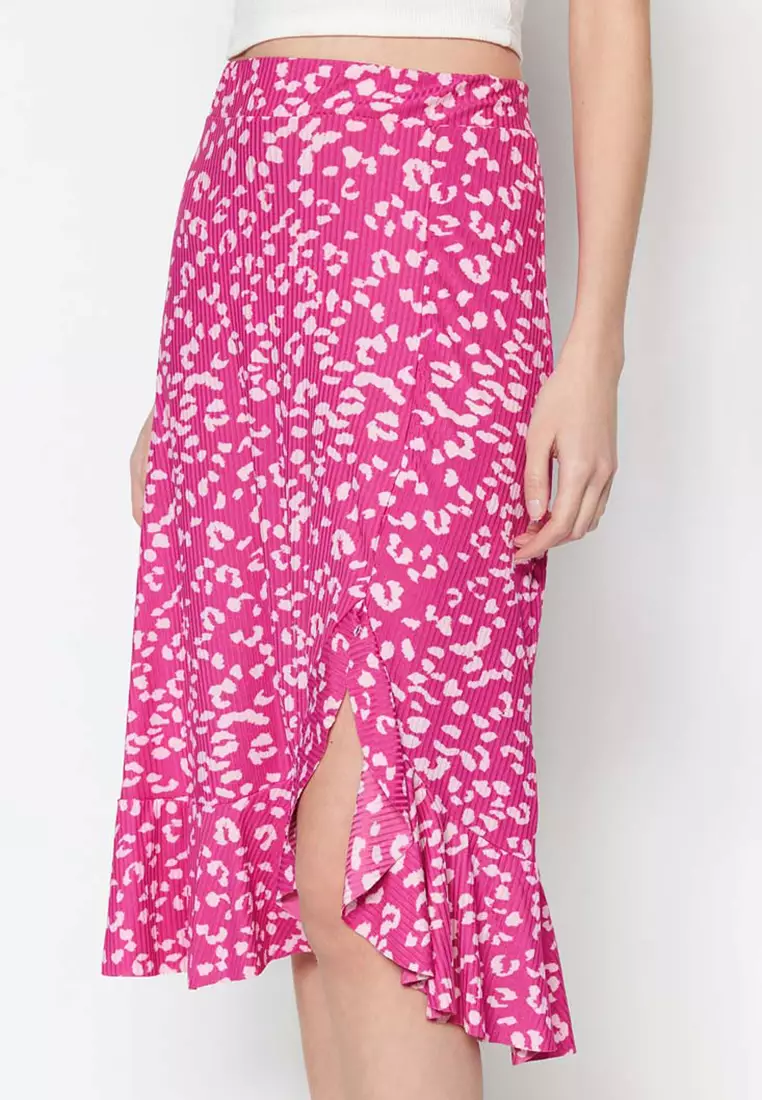 High Waist Print Midi Skirt