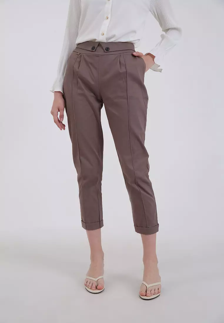 Sophie Maria Collar Pants Dark Brown