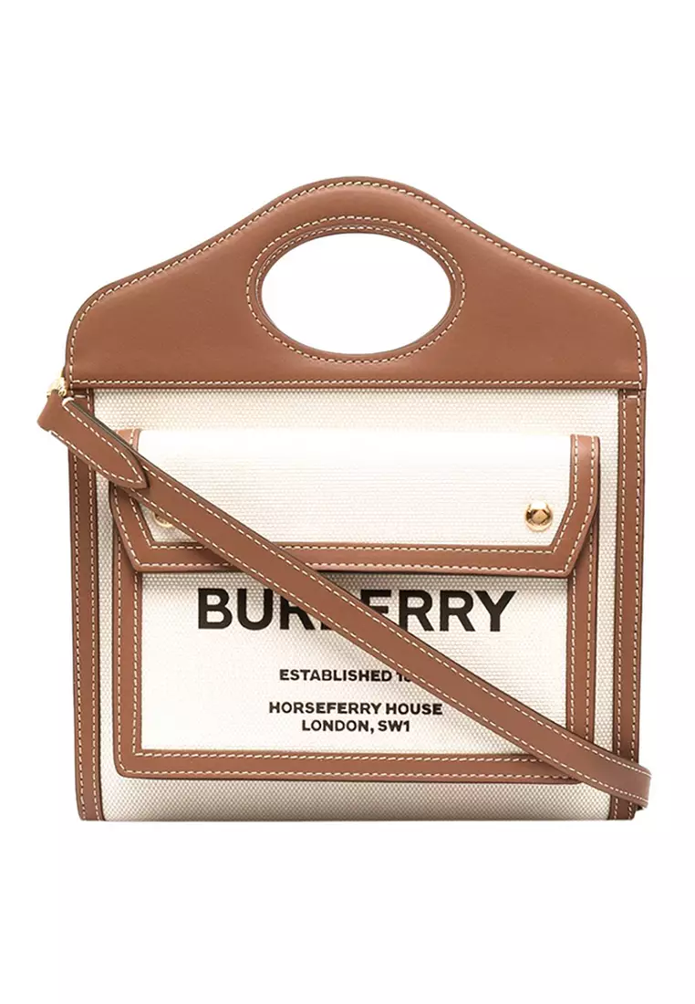 Buy BURBERRY Mini Two-Tone Crossbody Bag in Natural/Malt Brown