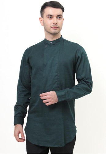 Jual Nextup Kemeja Kurta Shanghai Nextup Lengan Panjang 1327 Dark Green Original Zalora Indonesia