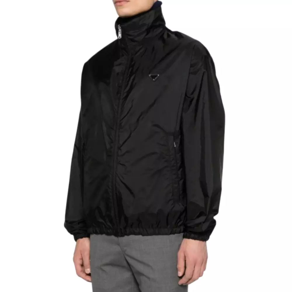 Re-Nylon Down Reversible Jacket with High Collar Black