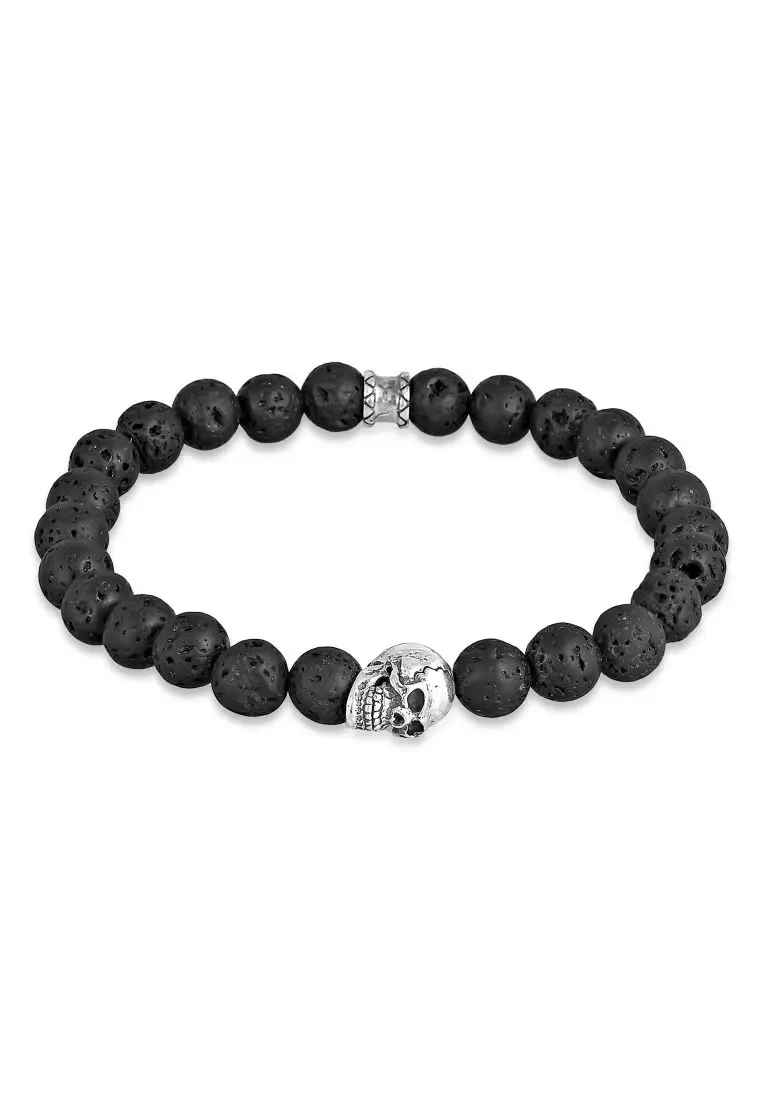Buy Kuzzoi Bracelet Men Skull Cool with Lava Beads in 925 Sterling Silver  2024 Online | ZALORA Singapore