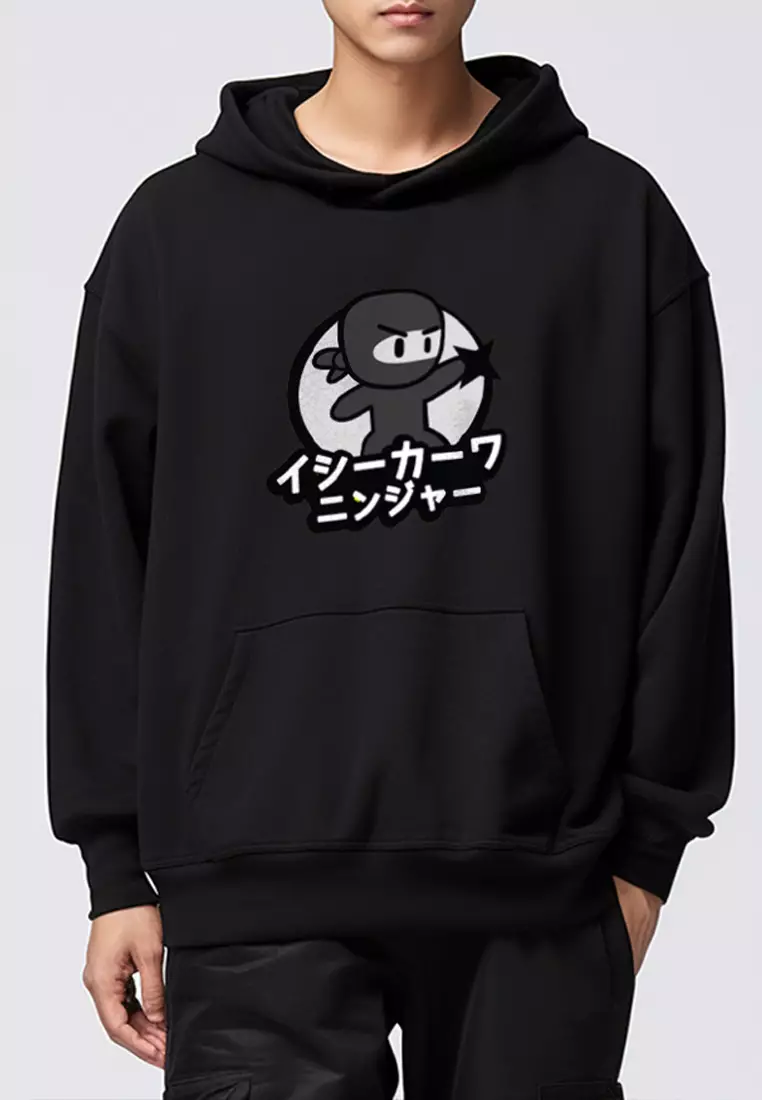 MTD99  Hoodies Premium ScubaLux Anti Kusut Waterproof "Ishikawa Ninja" Hitam