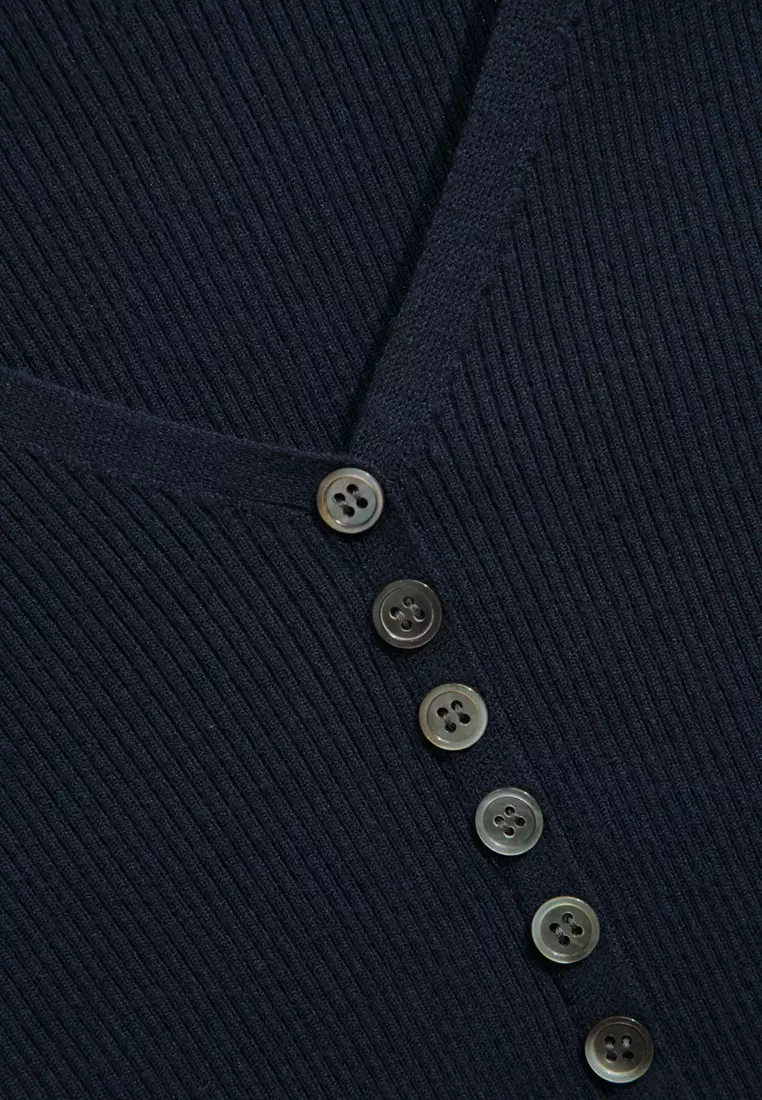 Navy V-Neck Long Sleeve Top