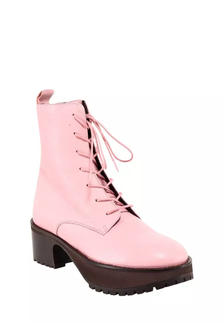 Leather ankle boots BY FAR Pink