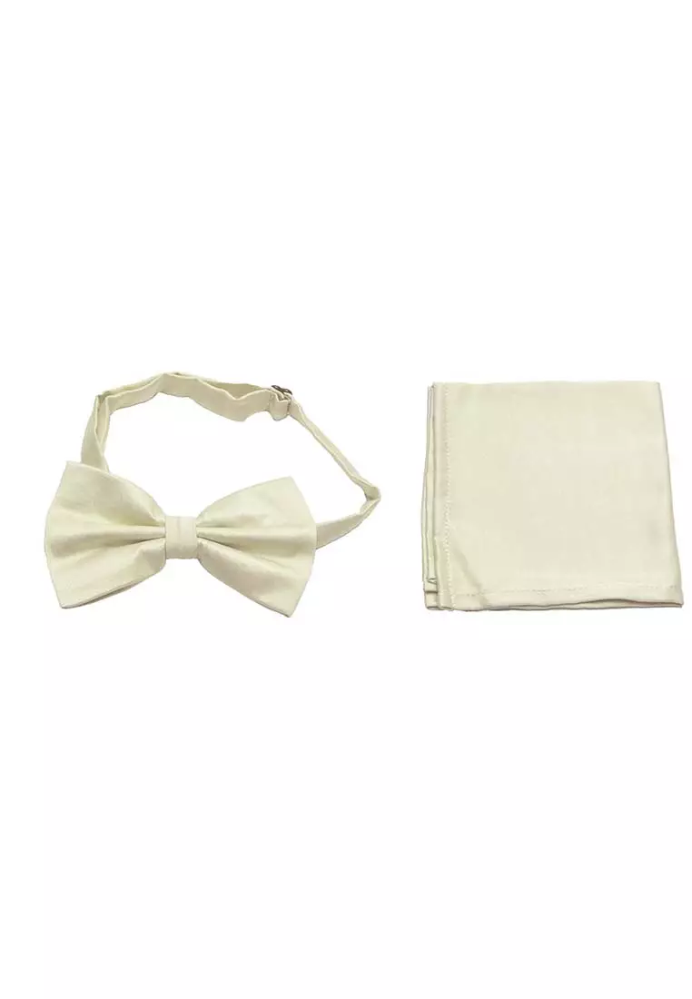 Houseofcuff Dasi Kupu Bowtie Pocket Square Saputangan Krem A10