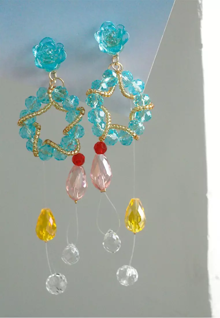 Summer fresh and sweet tassel rose earrings K062408