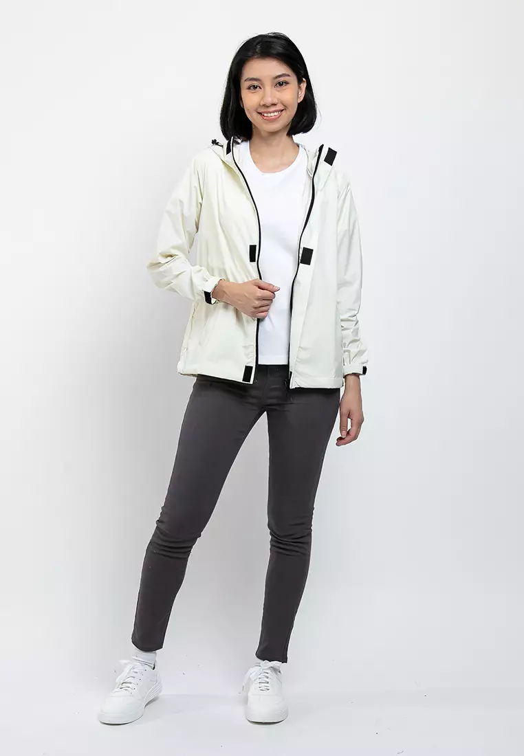 Forest Ladies Premium Windbreaker Women Trekking Biker Placket Jacket Jogging Running Hoodie Waterproof Jacket - 830119-06OffWhite