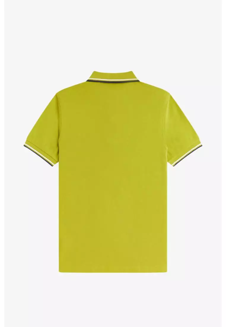 Fred Perry M3600 Twin Tipped Fred Perry Shirt (Tennis Ball Yellow / Ecru / French Navy)