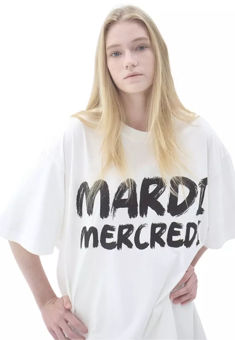 Jual Mardi Mercredi Oversized Tshirt Brush Logo Contrast