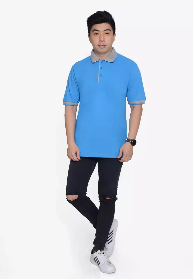 Andre Michel Kaos Polo Shirt Lengan Pendek Kerah Abu Biru Turkis 933-64