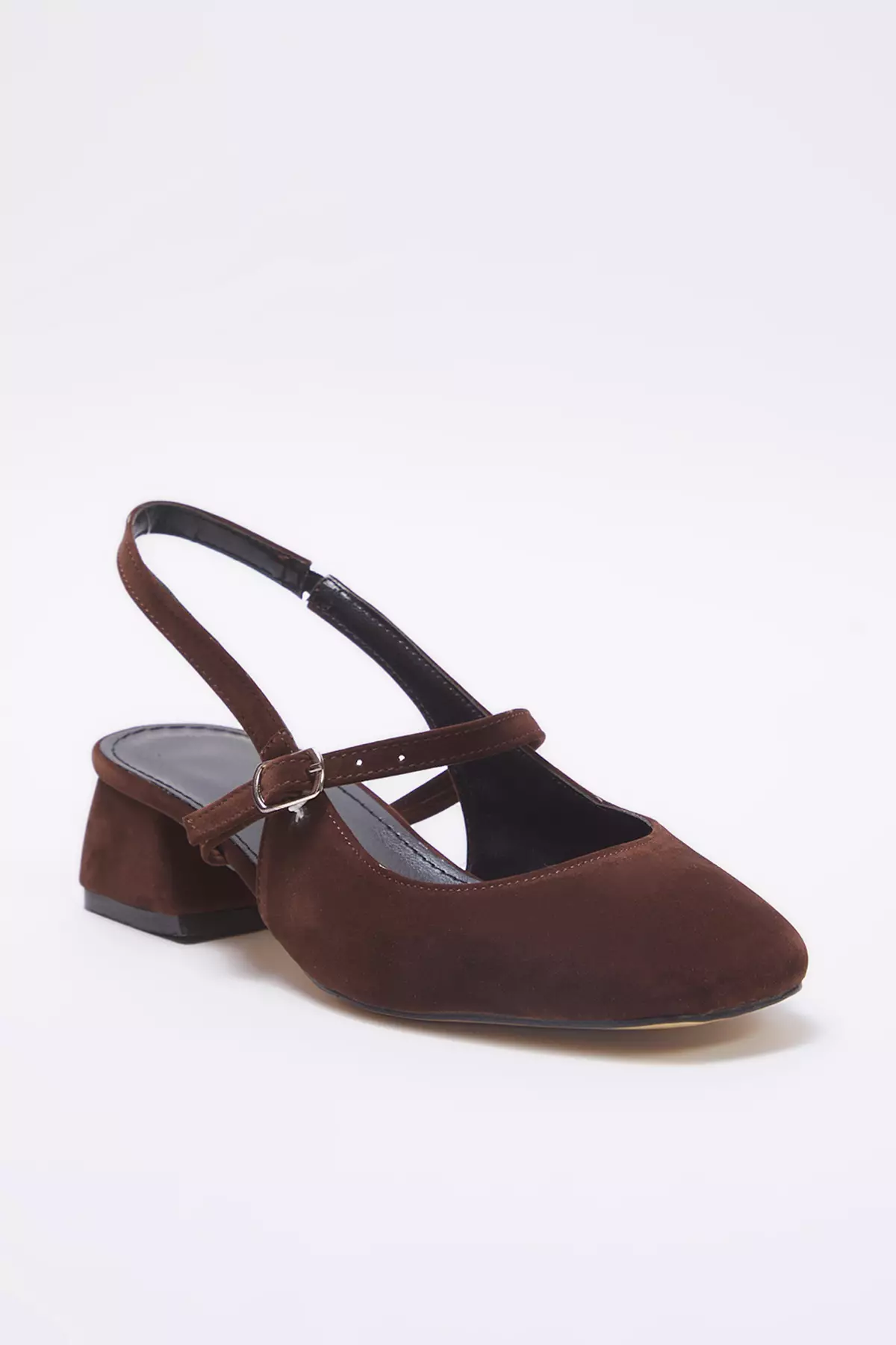 Dark Brown Suede Mary Jane Block Heel Sandals Takss25To00075