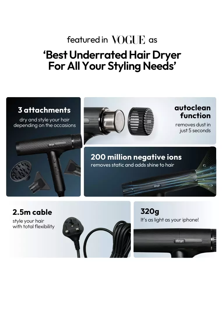 Professional Hair Dryer - Powerful & Light, SG Plug 230V