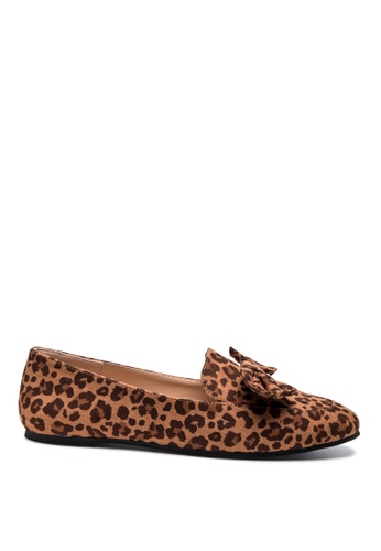 London Rag brown Leopard Bow Loafer CB615SHCCD4BF4GS_1
