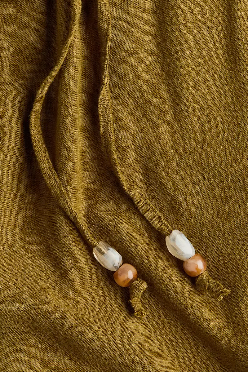 Linen-blend drawstring trousers