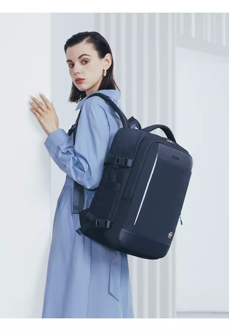 Waterproof Expandable 3 Zipper Suitcase with USB Port Large Backpack for Women