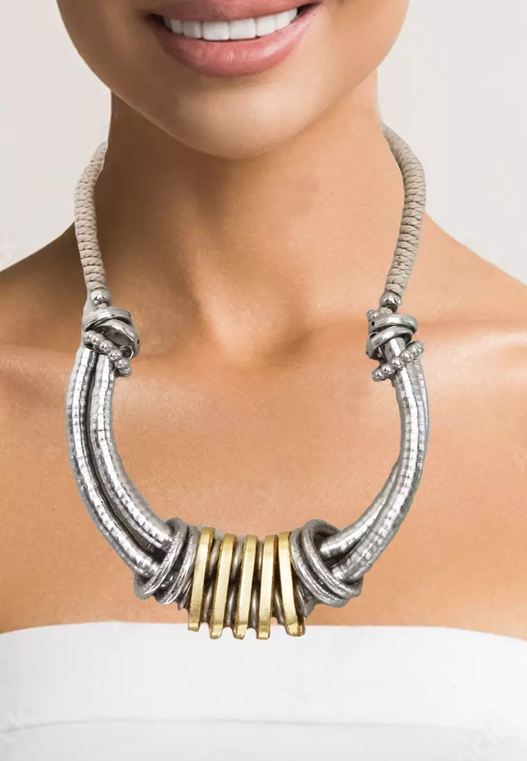 Women's Accessories Sofy Necklace Kalung Wanita Silver & Brown