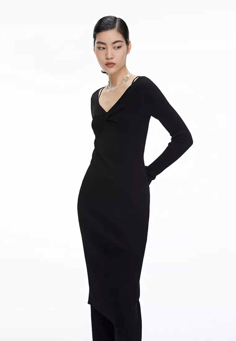 JNBY Women's Slim V-Neck Knit Dress