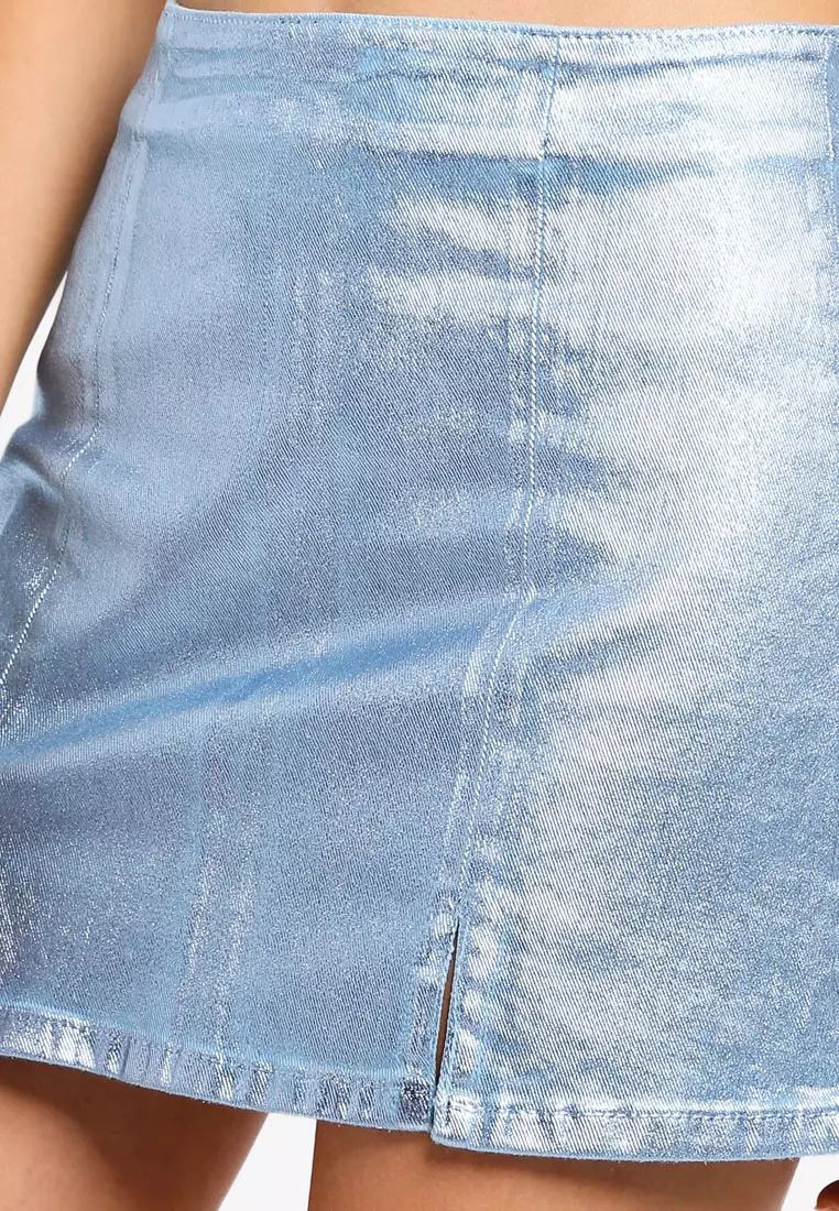 Dua Lipa X Collection Gracie Colour Coated Denim Mini Skirt