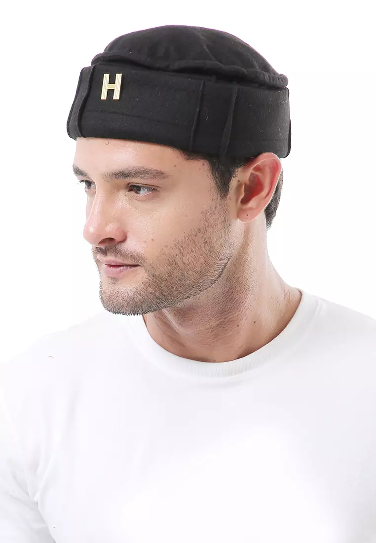 Kai Topi Peci Polos Pria Simple Design Material Plece ORIGINAL - Black