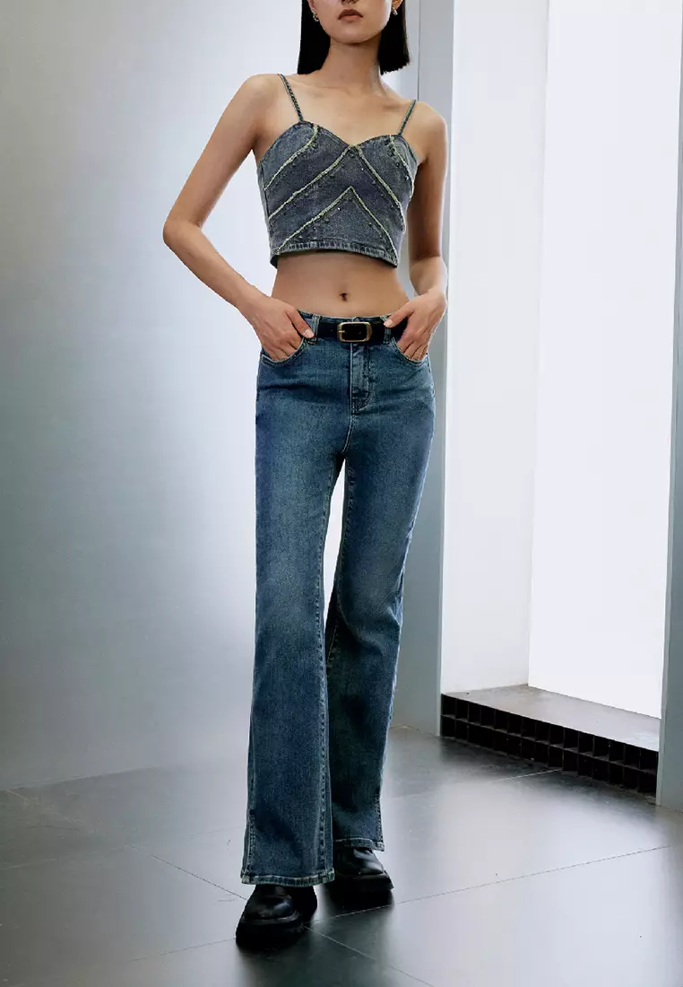 Off-Shoulder Denim Cami Top