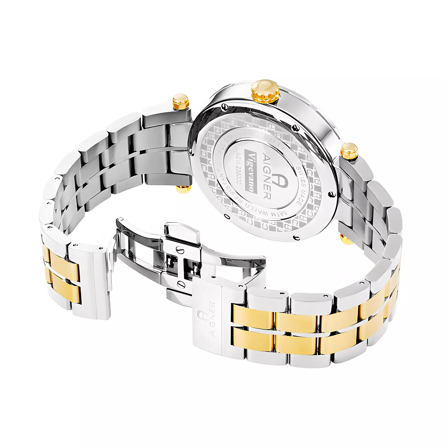 AIGNER Vigevano - Jam Tangan Pria - White Dial Dual Tone Stainless Steel - AGW.235001