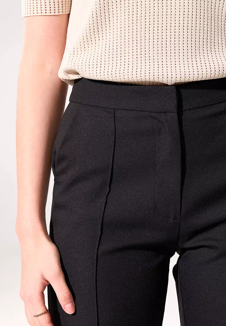 Black Slim Straight Pants