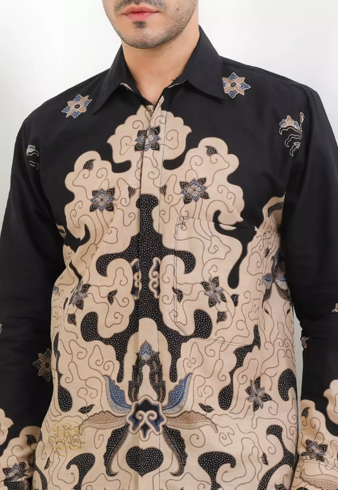 Cendana Hitam Kemeja Batik Pria Premium Lengan Panjang NLN