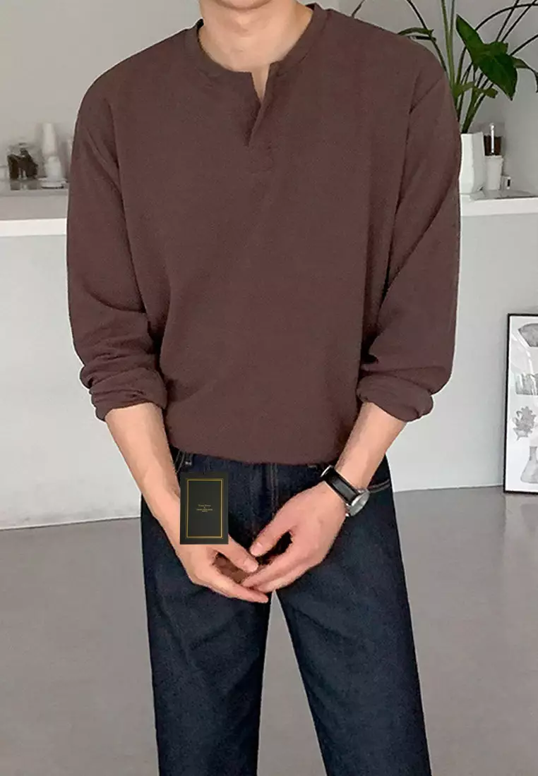 Casual Texture Long-sleeve T-shirt‌ ‌MYQ8951