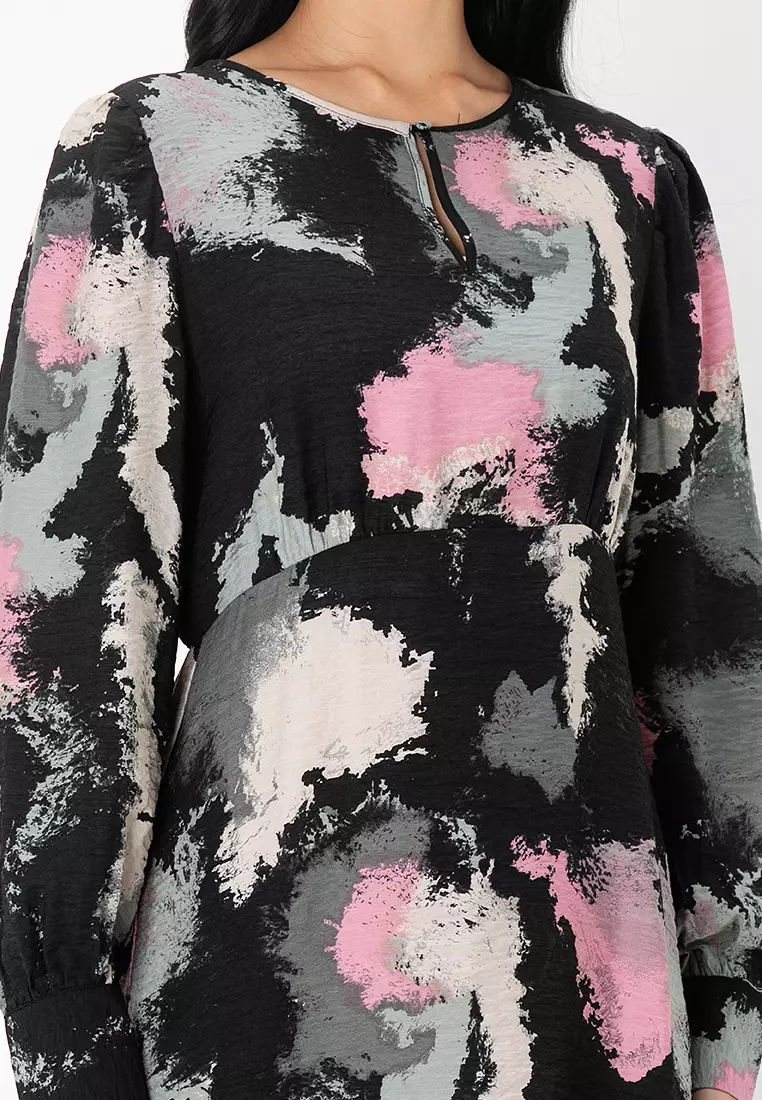 Odette Long Sleeve Keyhole Dress