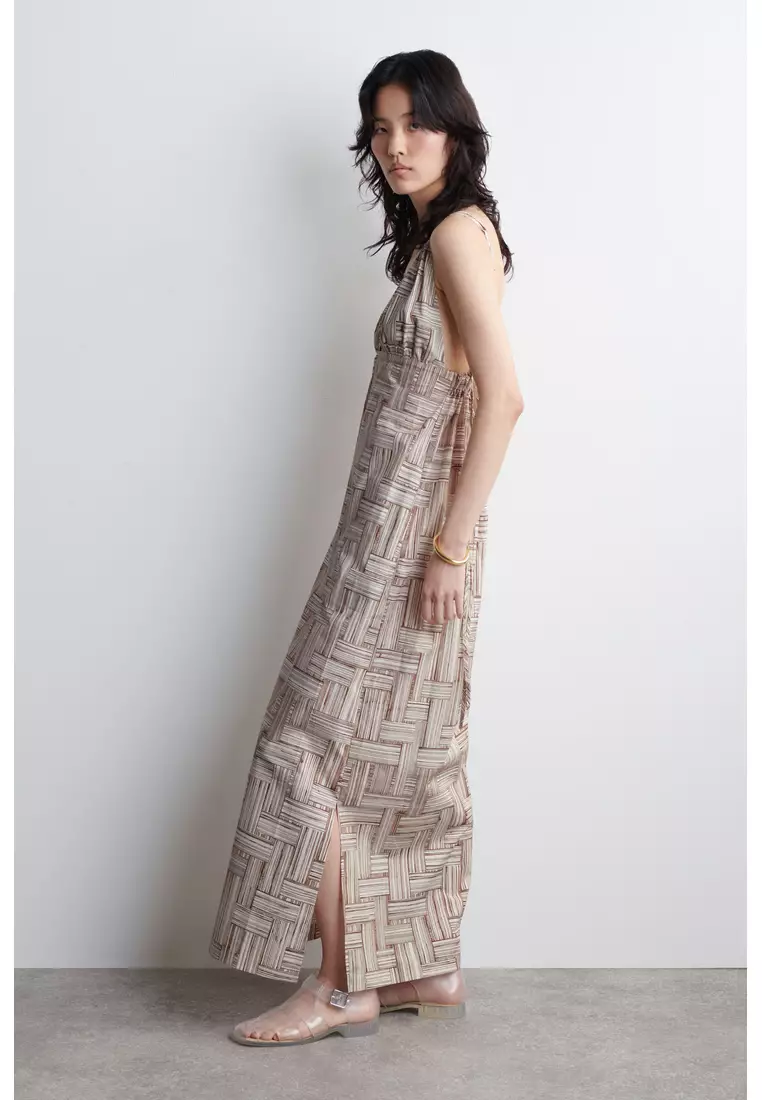 PRINTED V-NECK MAXI DRESS