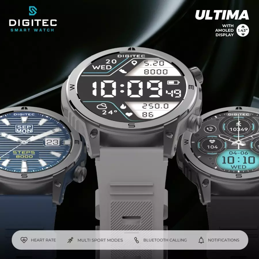 Digitec Ultima Smartwatch karet Abu cowok