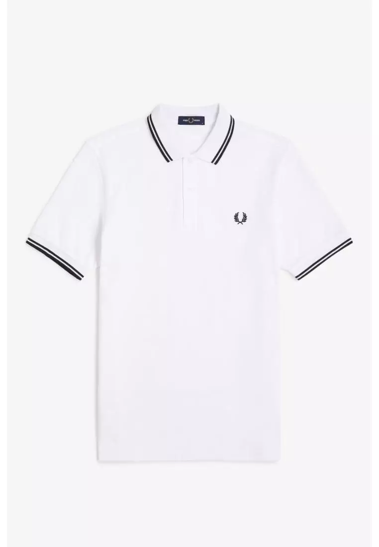 Fred Perry M3600 Twin Tipped Fred Perry Shirt (White / Black / Black)