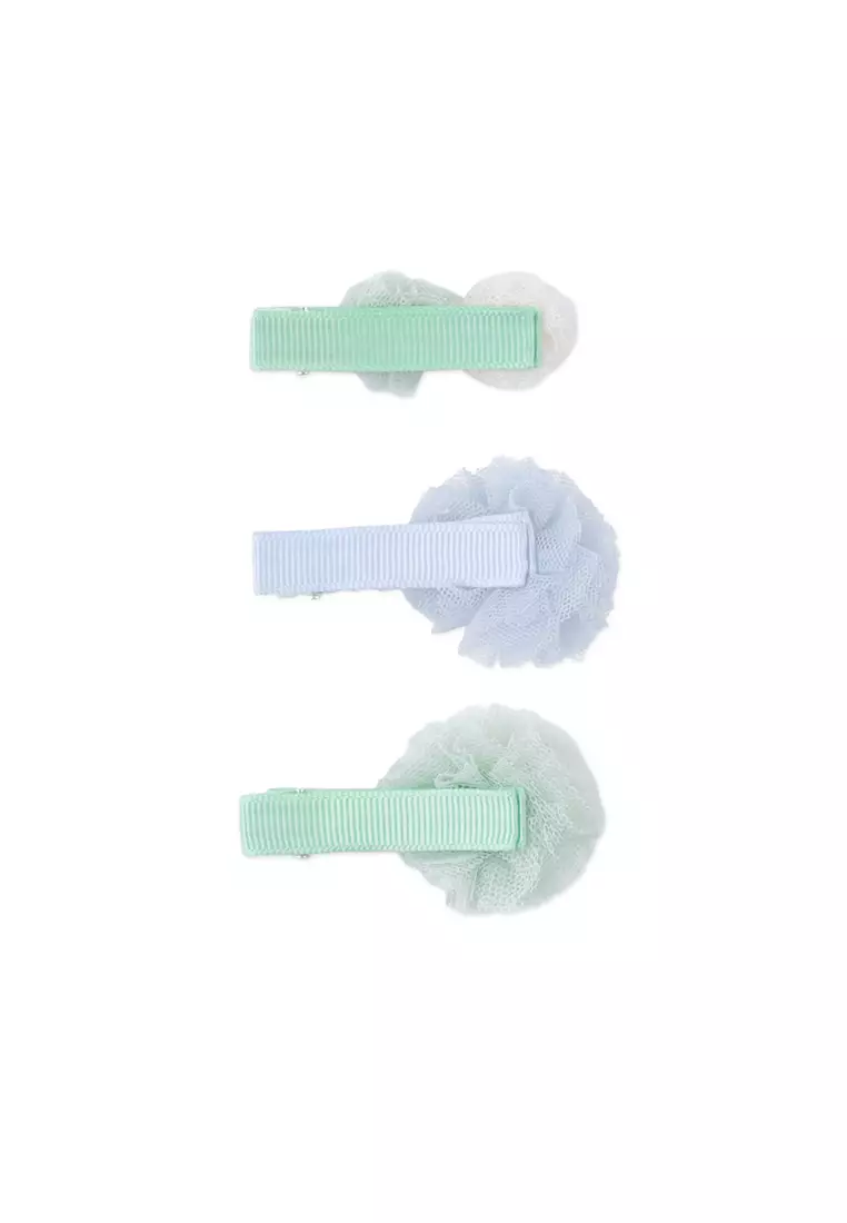 Ann Pompoms And Bow Clip Set