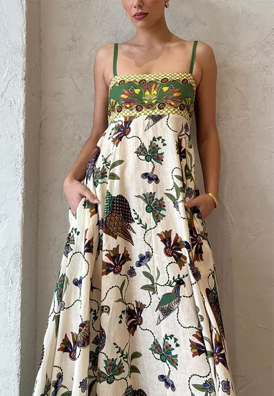 Summer suspender printed sleeveless sexy dress CA25042280GY