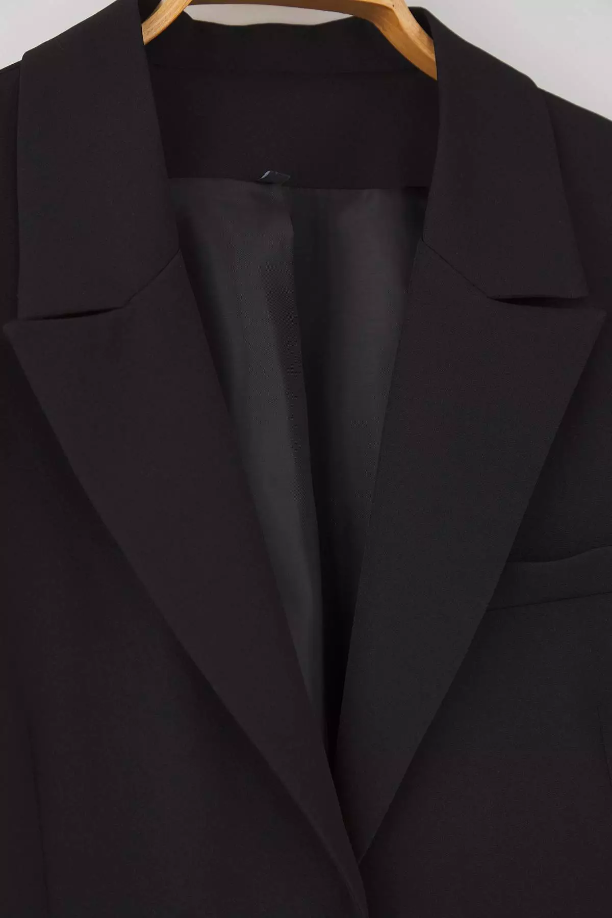 Black Oversize Heart Button Woven Plus Size Blazer Jacket Tbbaw26Ag00008