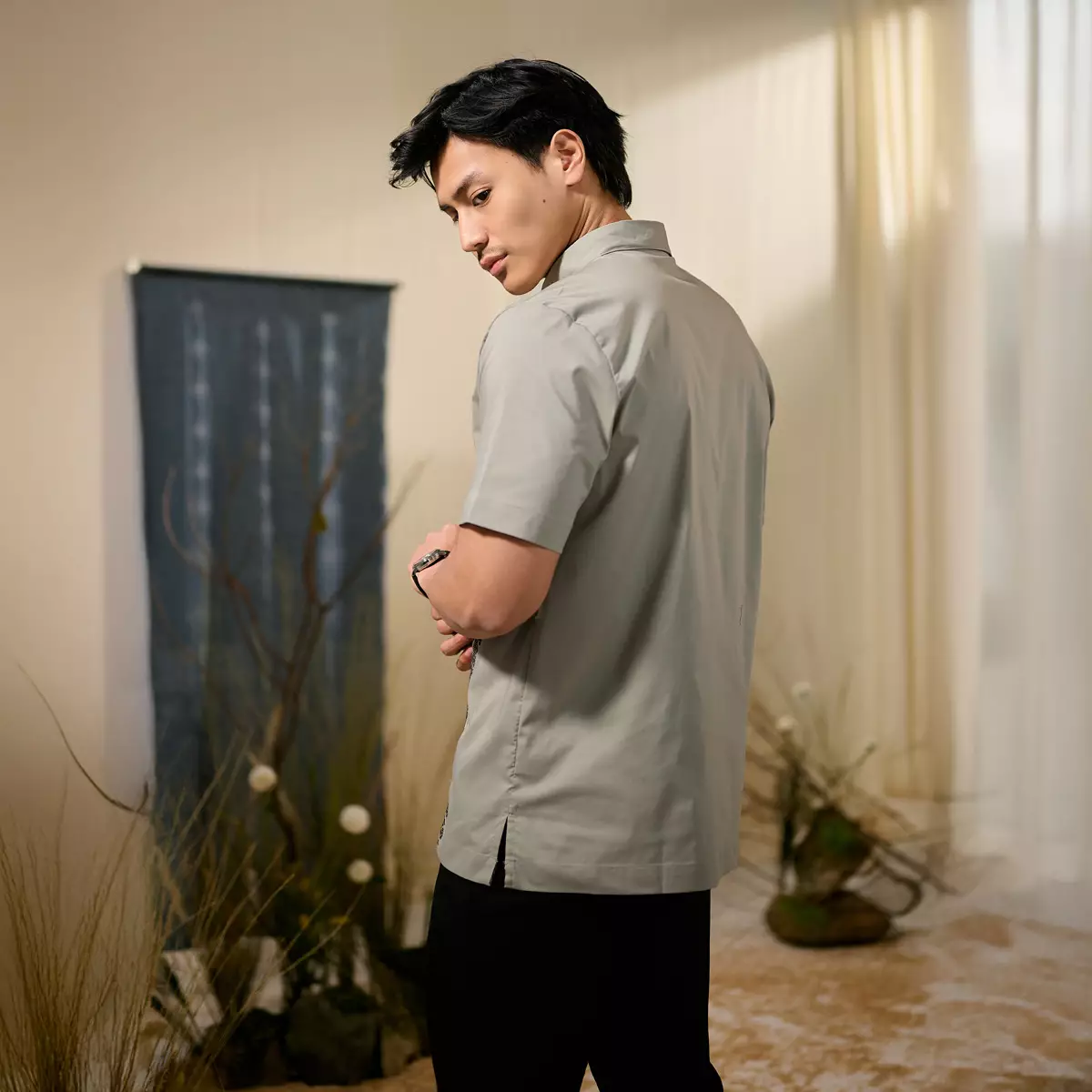 [Raya Collection] ZM Zaskia Mecca - Bardha Kemeja Pria Ash Brown | Jejak Teduh Series Arta Pusaka | Koleksi Ramadhan Series