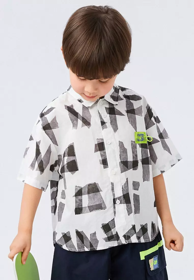 Allover Graphic Printed Short Sleeve Shirt