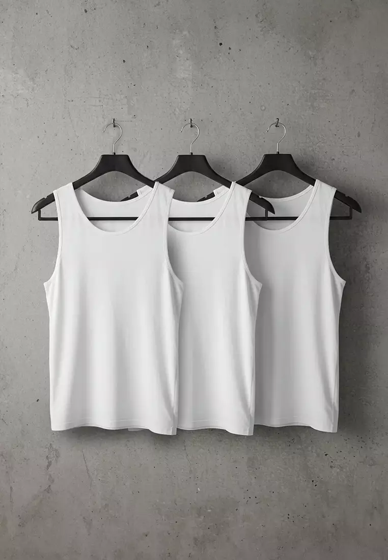 White U Neck Combed Cotton 3-Pack 100% Cotton Underwear Undershirt
