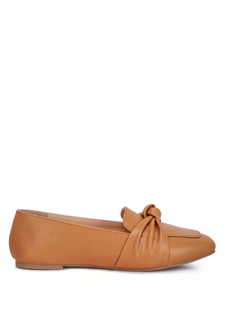 Discount on London Rag  shoes - SKU: Recycled Faux Leather Flat Loafers In Tan