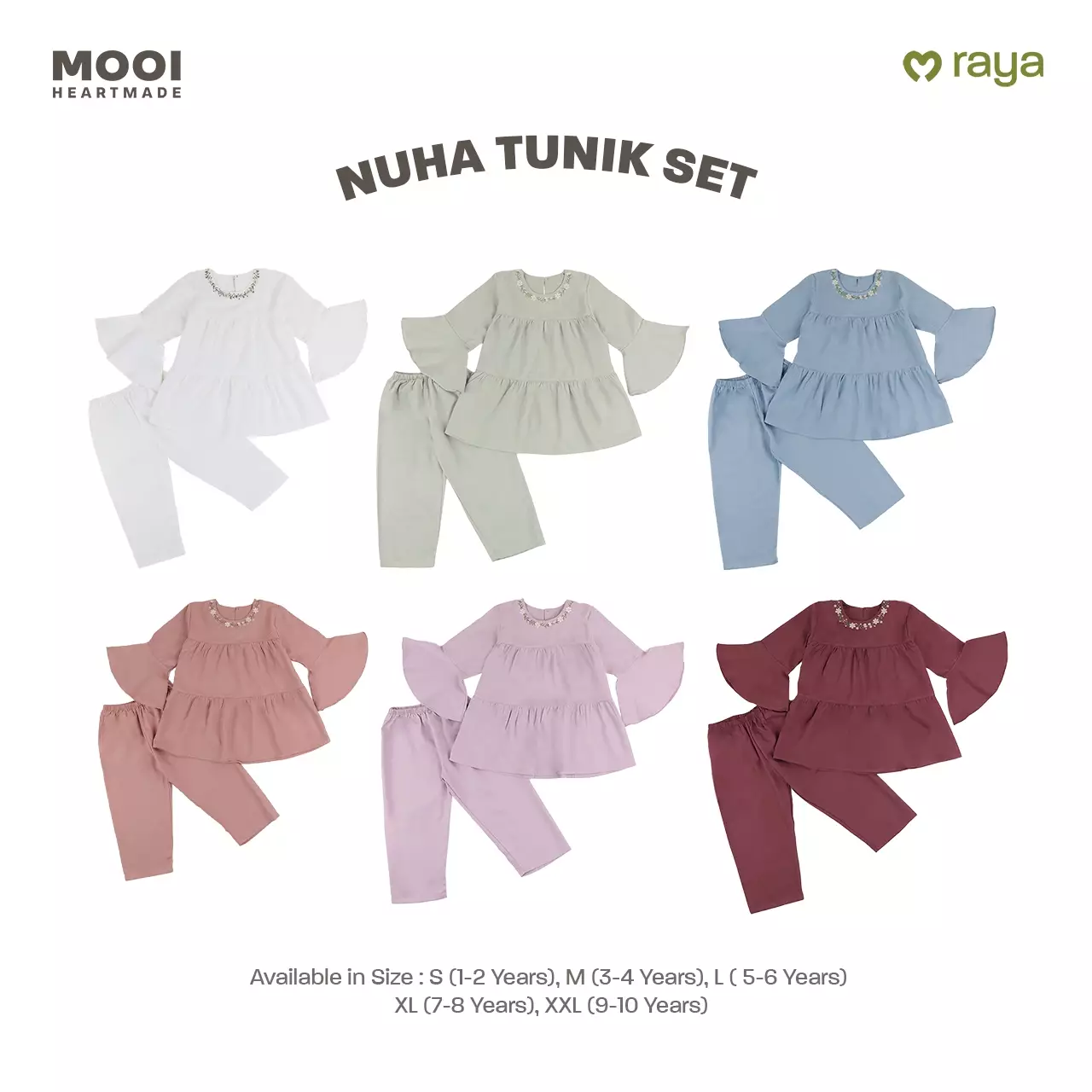Mooi Setelan Anak Perempuan Raya Collection Nuha Tunik Set V1 - Pink Rose